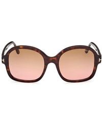 Tom Ford - Sunglasses Oval Full Rim, Dark Havana Frame And To Peach Gradient Lens Ft103452F - Lyst