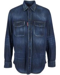 DSquared² - Shirt With Pointed Collar And Elbow Patches - Lyst