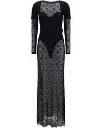 Marine Serre - Layered Long Dress Jersey And Mesh Polyamide; Elastane - Lyst