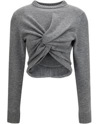 Balenciaga - Ruched Crewneck Sweater Wool Ovis Aries - Lyst