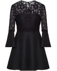 Valentino - Lace-Paneled Flared Dress - Lyst