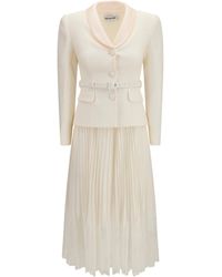 Self-Portrait - Bouclé Midi Dress With Shawl Collar - Lyst