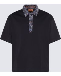 Missoni - Navy And Blue Cotton Zig Zag Polo Shirt - Lyst