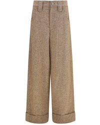 Brunello Cucinelli - Beige Wool Oves Aries Casual Pants - Lyst