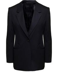 Givenchy - Black Single-breasted Jacket With Notched Revers In Wool And Mohair - Lyst