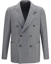 Lardini - Double-Breasted Wool-Blend Jacket - Lyst