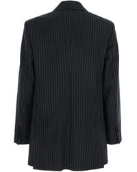 Max Mara - Double-Breasted Jacket With Stripes Virgin Wool Blazers - Lyst