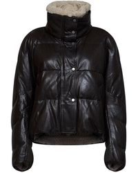 Brunello Cucinelli - Down Jacket Shiny Nappa Leather Lyocell Puffer - Lyst