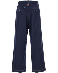 Thom Browne - Straight Pants With Contrasting Stitching - Lyst