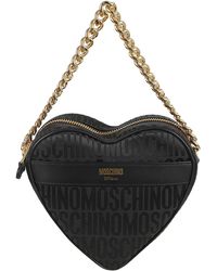 Moschino - Jacquard Logo Heart Shoulder Bag - Lyst