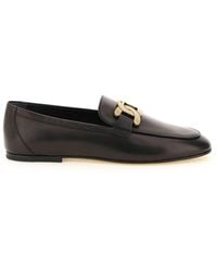 Tod's - Loafers In Leather With Chain Detail - Lyst