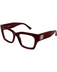 Balenciaga - Eyeglasses Rectangle Full Rim, Burgundy Frame And Clear Demo Lenses Lens Bb0325O004 - Lyst