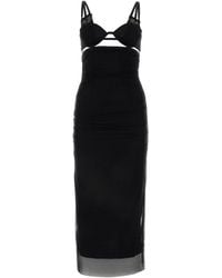 Dolce & Gabbana - Corset Detailed Tulle Calf-Length Dress - Lyst