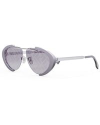 Fendi - Sunglasses Geometric Semi Rim, Frame And Liliac Mirror With Ff Pattern Lens Fe40042U81U - Lyst