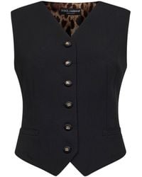Dolce & Gabbana - Stretch Wool Vest With Leopard-Print Back - Lyst