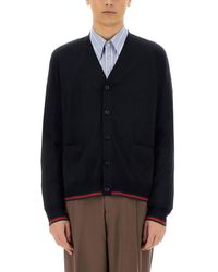Gucci - Knitted Wool Cardigan With Web Pattern - Lyst