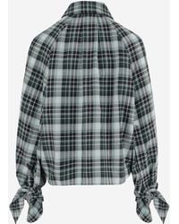 Patou - Cotton Check Blouse With Tied Sleeves Shirt - Lyst