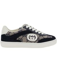 Gucci - Low Top Sneaker Gg Supreme Canvas Calf Leather Trainers - Lyst