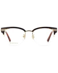 Gucci - Eyeglasses Square Full Rim, Havana Frame And Clear Demo Lenses Lens Gg0201O002 - Lyst