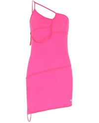 Balenciaga - Fluo Pink Stretch Nylon Mini Dress - Lyst