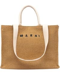 Marni - Logo Embroidered Woven Tote Bag - Lyst