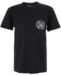 Dolce & Gabbana - Crewneck T-Shirt With Logo Embroidery On The Front - Lyst