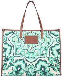 Etro - Printed Canvas Tote Bag - Lyst