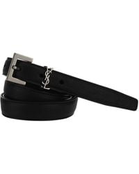 Saint Laurent - Cassandre Leather Belt - Lyst