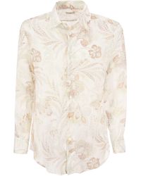 Etro - Ramie Shirt With Floral Print - Lyst