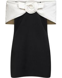 Self-Portrait - Self Portrait Crepe Flower Mini Dress - Lyst