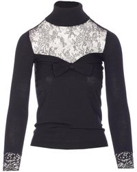 Valentino Garavani - Wool Lace Detail Sweater - Lyst
