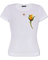 Dolce & Gabbana - Dolce & Gabbana T-Shirt With Logo-Shaped Application - Lyst