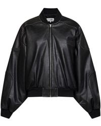 MM6 by Maison Margiela - Faux Leather Oversized Bomber Jacket - Lyst