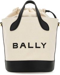 Bally - Ivory Canvas Bar Bucket Bag - Lyst