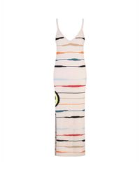 Barrow - Long Dress With Logo And Multicoloured Stripes - Lyst