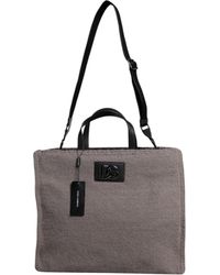 Dolce & Gabbana - Alpaca Wool Logo Plaque Tote Shoulder Bag - Lyst