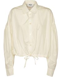 MSGM - Draw Stringed Hem Puff-Sleeved Shirt - Lyst