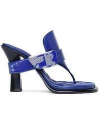 Burberry - Bay Blue Leather Sandals - Lyst