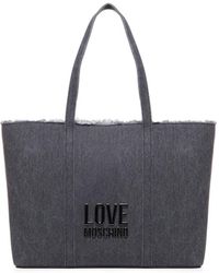 Love Moschino - Denim Icon Cotton Shopper Bag - Lyst