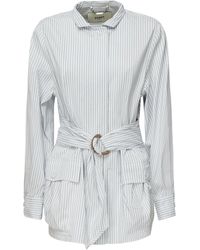 ブルゾン Fendi White Striped Cotton And Silk Blouson Blouson Cotton White | Fendi