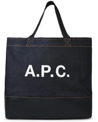 A.P.C. - Large Shopping Axel Denim Bag - Lyst