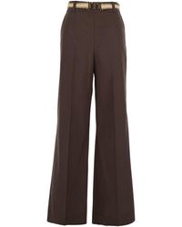 Twinset - Pants With Waist Belt And Metallic Logo Plaque - Lyst
