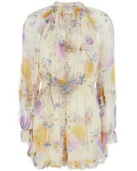 Zimmermann - 'Luna' Playsuit With V-Neck And Adjustable Draws - Lyst