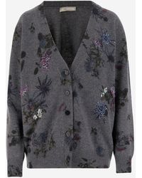 Blumarine - Wool Blend Cardigan With Rhinestones - Lyst