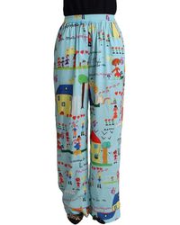 Dolce & Gabbana - Elegant Wide Leg Printed Pants - Lyst