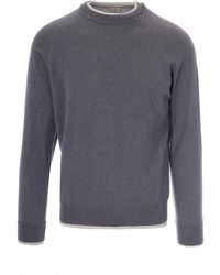 Eleventy - Crew Neck Wool Sweater With Contrasting Detailing - Lyst