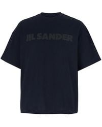 Jil Sander - Crewneck T-Shirt With Logo Lettering On The Front - Lyst