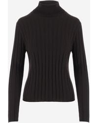 Allude - Wool High-Neck Ribbed Sweater - Lyst