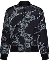 Versace Jeans Couture Teddy Monogram Jacquard Fleece Jacket in Black for  Men