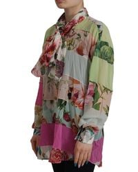 Dolce & Gabbana - Elegant Floral Patchwork Silk Blouse - Lyst